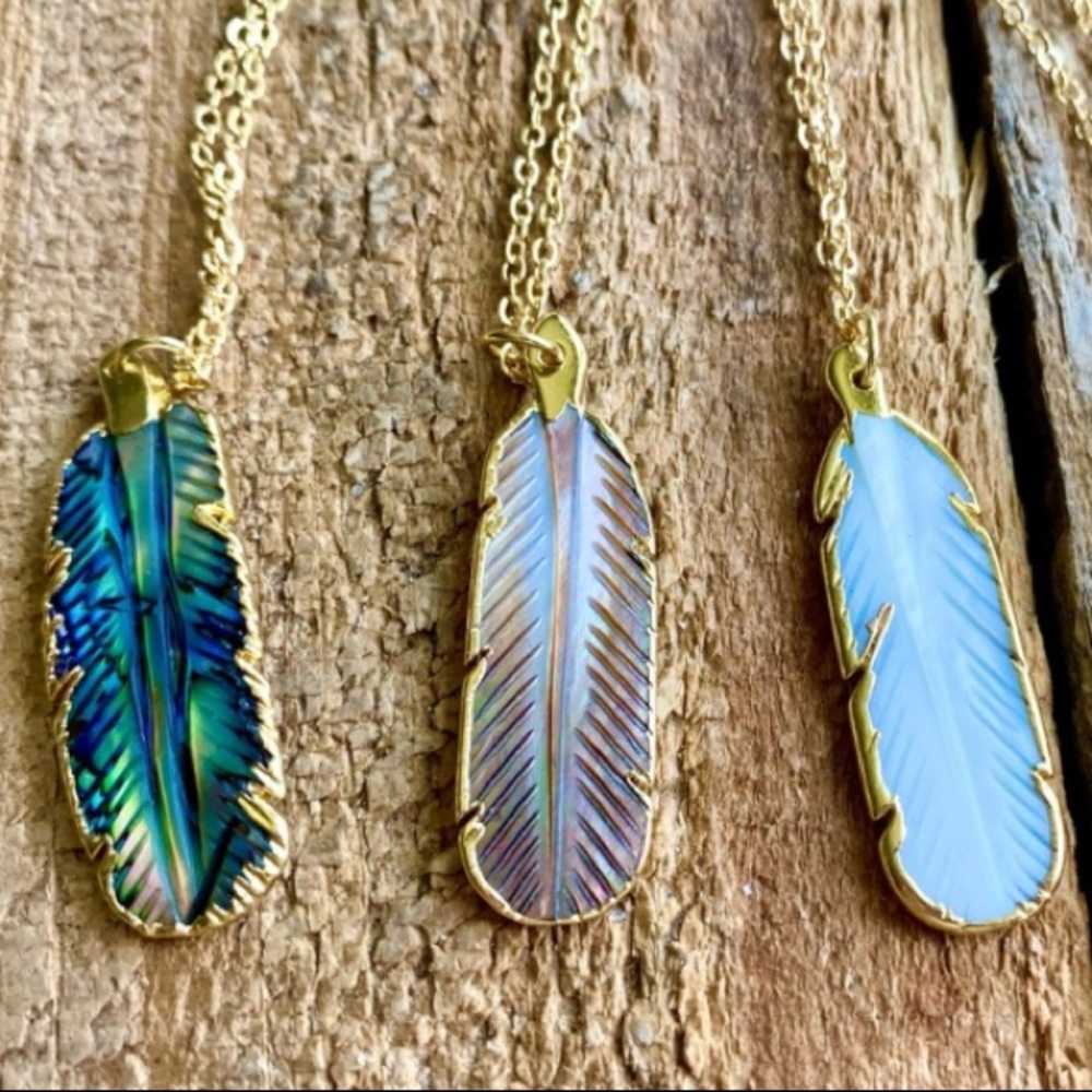 Abalone feather necklace - Picture 2 of 8